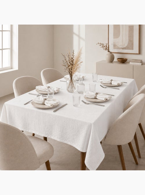 Nappe rectangle + 6 serviettes de table – Double gaze de coton GAÏA - Kiabi