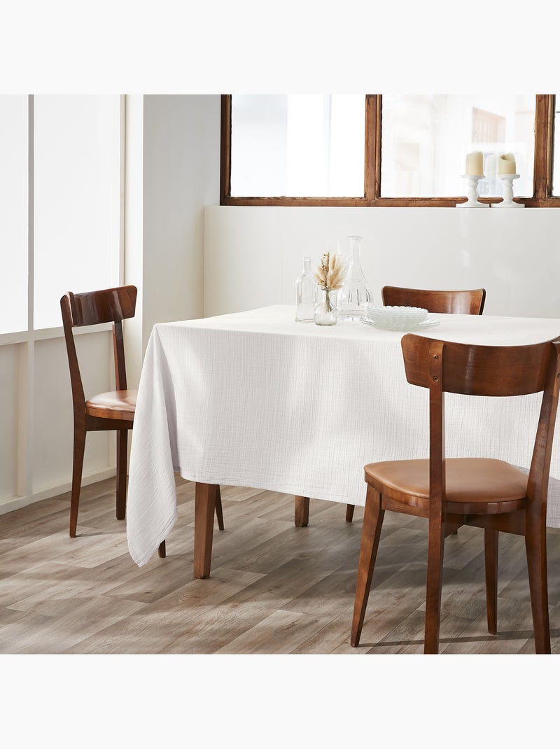 Nappe rectangle + 6 serviettes de table – Double gaze de coton GAÏA Blanc - Kiabi