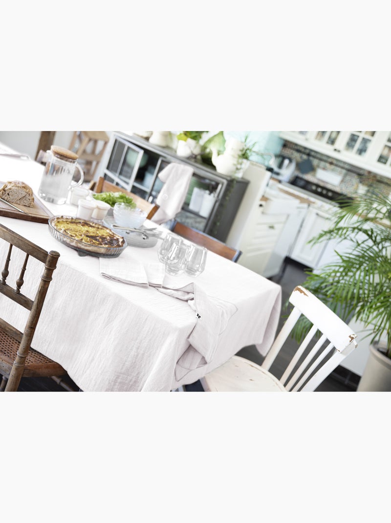 Nappe rectangle + 6 serviettes de table – Double gaze de coton GAÏA Blanc - Kiabi