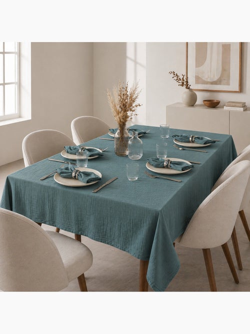 Nappe rectangle + 6 serviettes de table – Double gaze de coton GAÏA - Kiabi Nappe rectangle + 6 serviettes de table – Double gaze de coton GAÏA - Kiabi