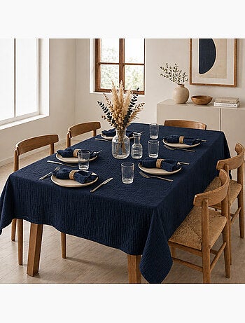 Nappe rectangle + 6 serviettes de table – Double gaze de coton GAÏA
