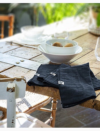 Nappe rectangle + 6 serviettes de table – Double gaze de coton GAÏA