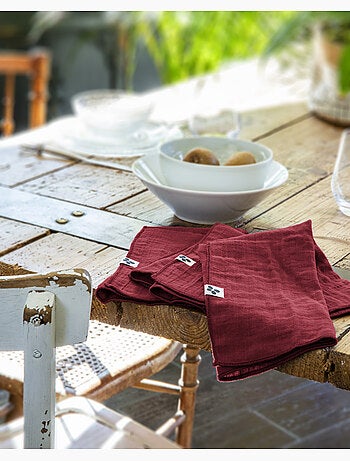 Nappe rectangle + 6 serviettes de table – Double gaze de coton GAÏA