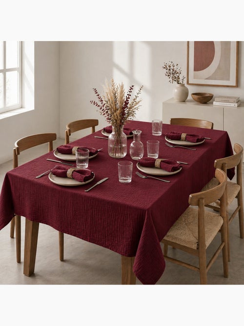 Nappe rectangle + 6 serviettes de table – Double gaze de coton GAÏA - Kiabi