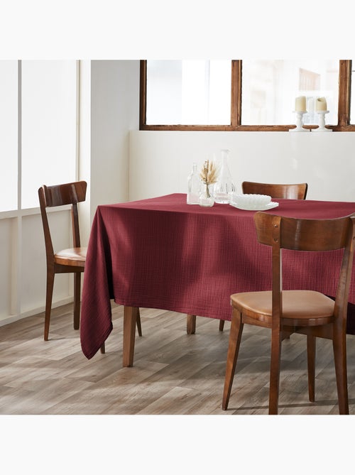 Nappe rectangle + 6 serviettes de table – Double gaze de coton GAÏA - Kiabi