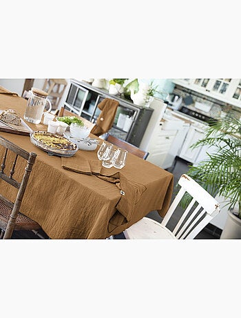 Nappe rectangle + 6 serviettes de table – Double gaze de coton GAÏA
