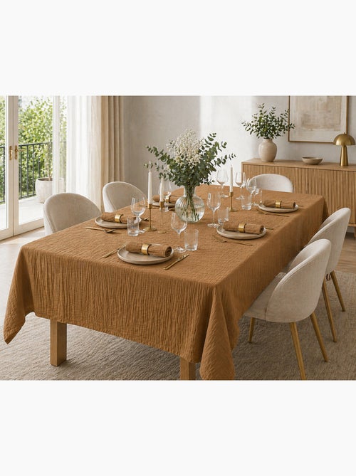 Nappe rectangle + 6 serviettes de table – Double gaze de coton GAÏA - Kiabi Nappe rectangle + 6 serviettes de table – Double gaze de coton GAÏA - Kiabi