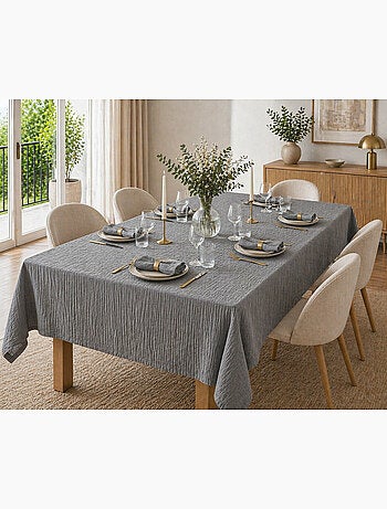 Nappe rectangle + 6 serviettes de table – Double gaze de coton GAÏA