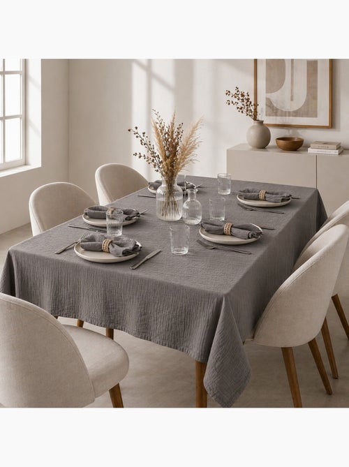 Nappe rectangle + 6 serviettes de table – Double gaze de coton GAÏA - Kiabi Nappe rectangle + 6 serviettes de table – Double gaze de coton GAÏA - Kiabi