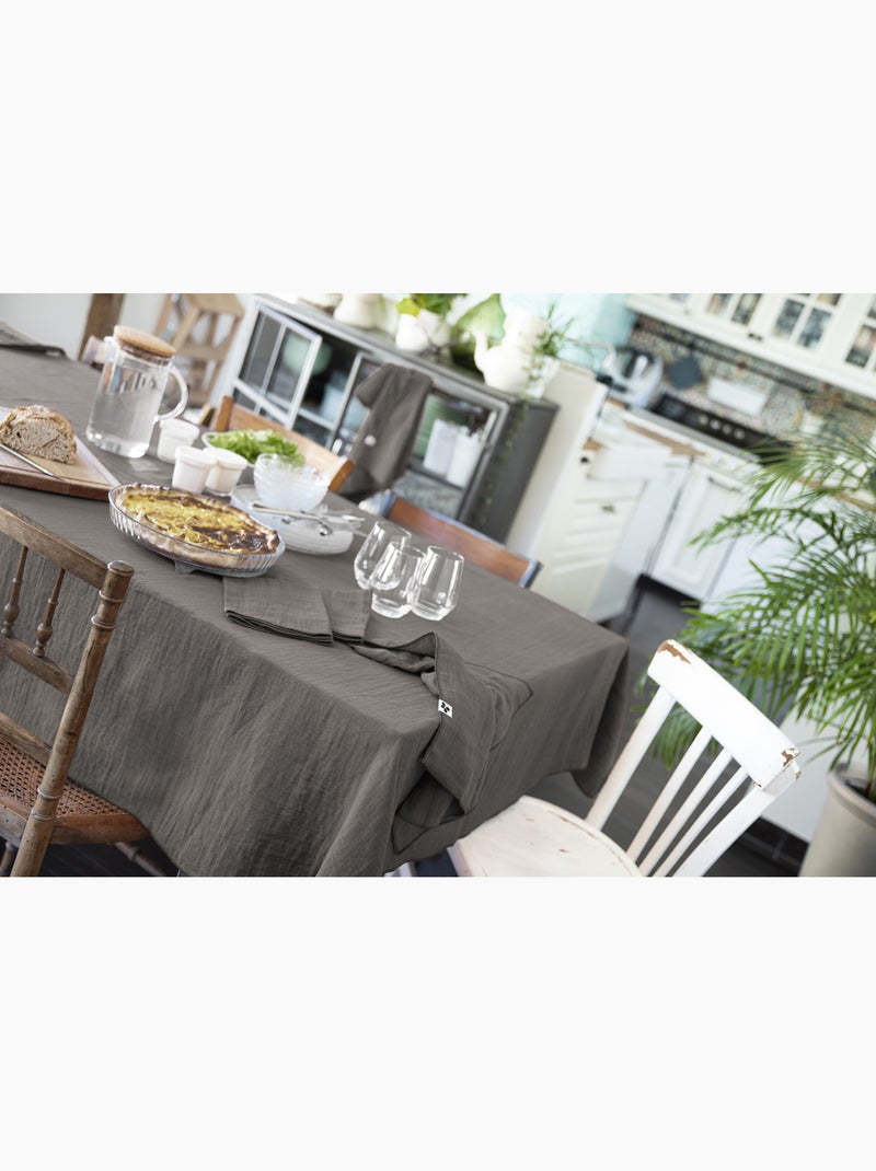 Nappe rectangle + 6 serviettes de table – Double gaze de coton GAÏA Gris Granit - Kiabi