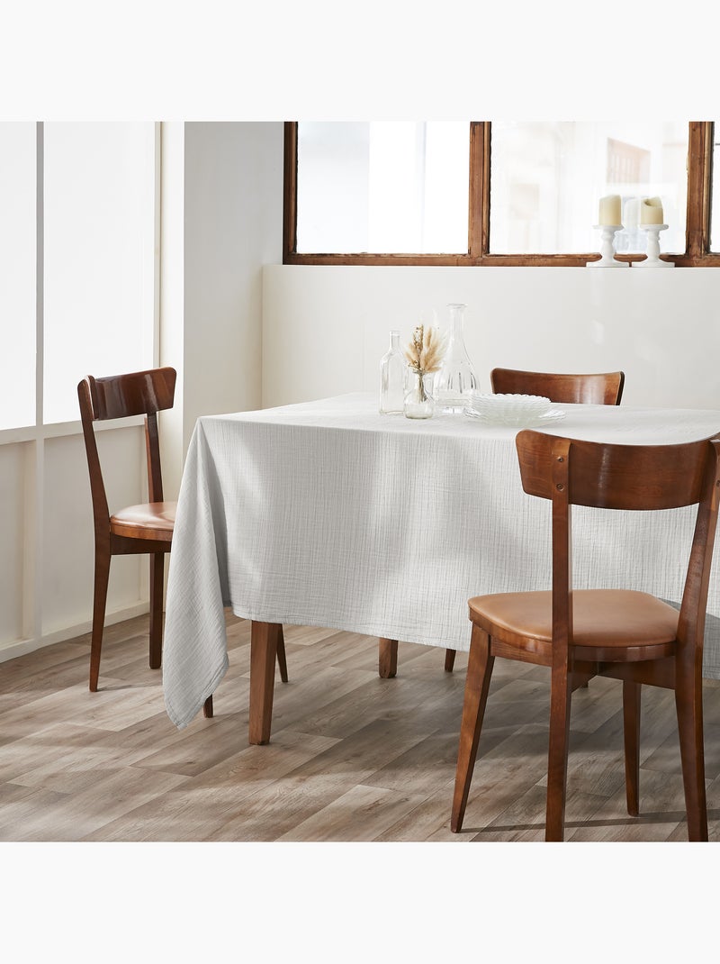 Nappe rectangle + 6 serviettes de table – Double gaze de coton GAÏA Gris - Kiabi