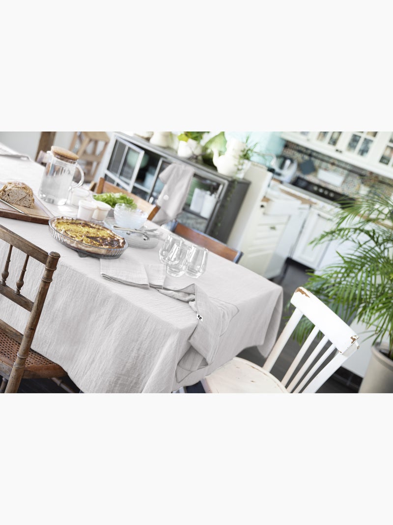 Nappe rectangle + 6 serviettes de table – Double gaze de coton GAÏA Gris - Kiabi