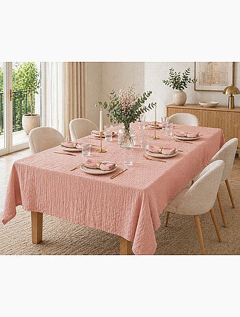 Nappe rectangle + 6 serviettes de table – Double gaze de coton GAÏA