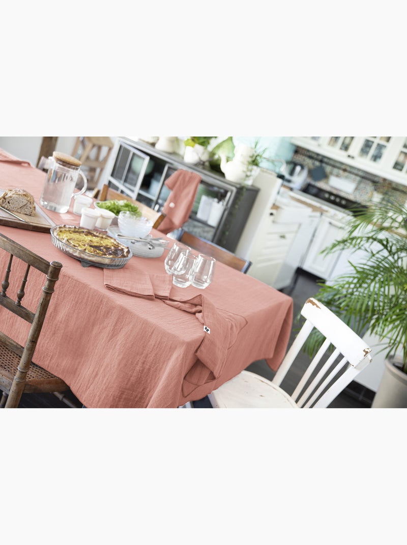 Nappe rectangle + 6 serviettes de table – Double gaze de coton GAÏA Rose - Kiabi