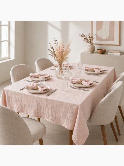 Nappe rectangle + 6 serviettes de table – Double gaze de coton GAÏA - Kiabi Nappe rectangle + 6 serviettes de table – Double gaze de coton GAÏA - Kiabi