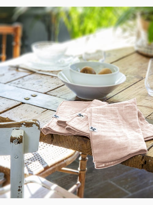 Nappe rectangle + 6 serviettes de table – Double gaze de coton GAÏA - Kiabi Nappe rectangle + 6 serviettes de table – Double gaze de coton GAÏA - Kiabi