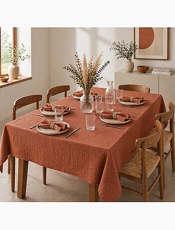 Nappe rectangle + 6 serviettes de table – Double gaze de coton GAÏA