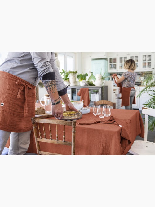 Nappe rectangle + 6 serviettes de table – Double gaze de coton GAÏA - Kiabi
