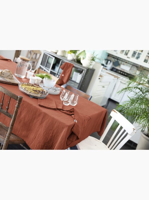 Nappe rectangle + 6 serviettes de table – Double gaze de coton GAÏA - Kiabi