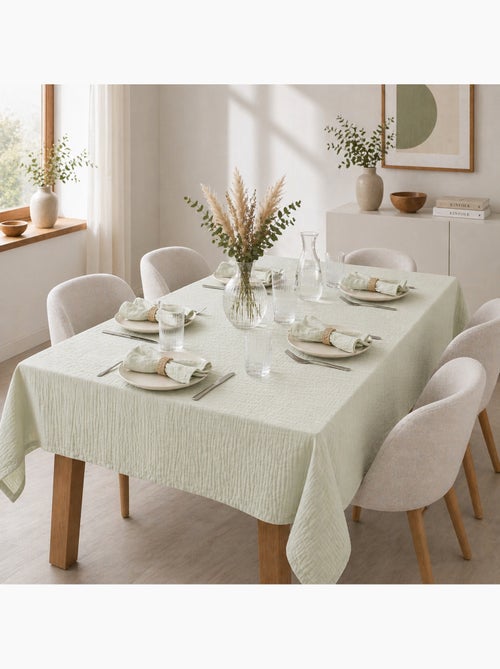 Nappe rectangle + 6 serviettes de table – Double gaze de coton GAÏA - Kiabi