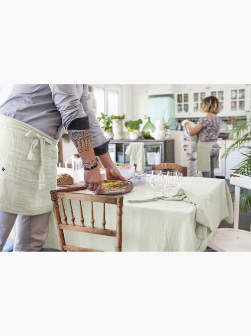 Nappe rectangle + 6 serviettes de table – Double gaze de coton GAÏA - Kiabi