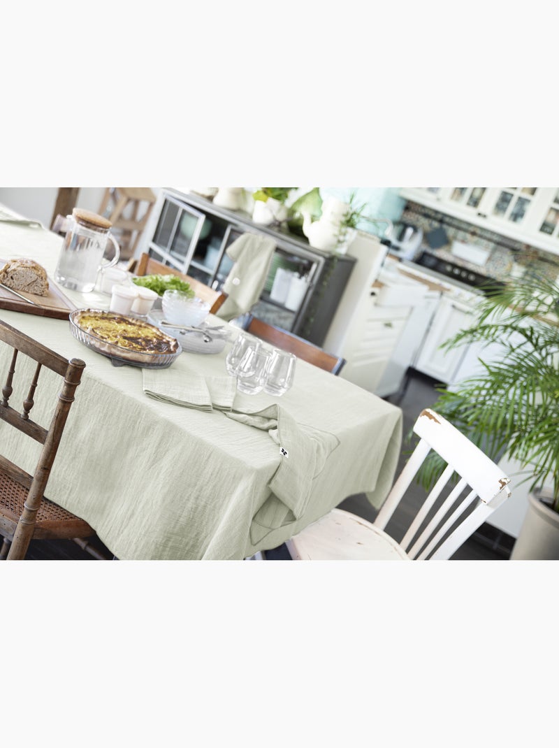 Nappe rectangle + 6 serviettes de table – Double gaze de coton GAÏA Vert d'eau - Kiabi