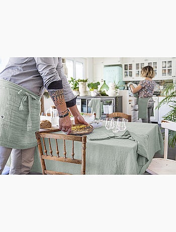 Nappe rectangle + 6 serviettes de table – Double gaze de coton GAÏA