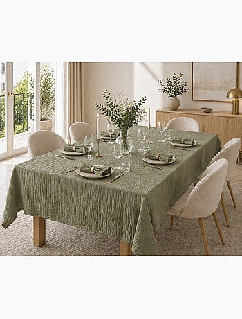 Nappe rectangle + 6 serviettes de table – Double gaze de coton GAÏA
