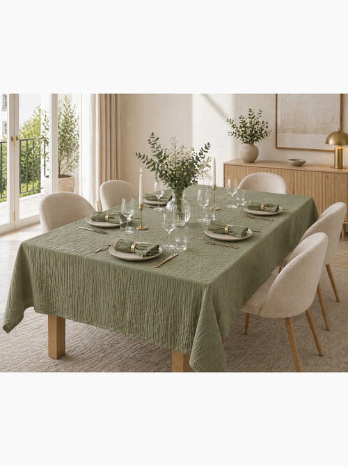 Nappe rectangle + 6 serviettes de table – Double gaze de coton GAÏA - Kiabi