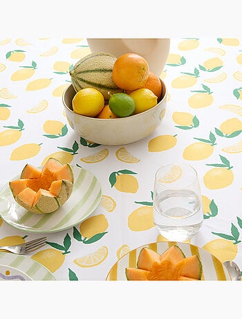Nappe rectangle anti tache imprimée citron