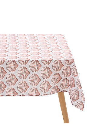 Nappe rectangle anti tache imprimée coquillage