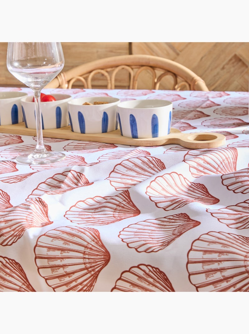 Nappe rectangle anti tache imprimée coquillage Orange corail - Kiabi