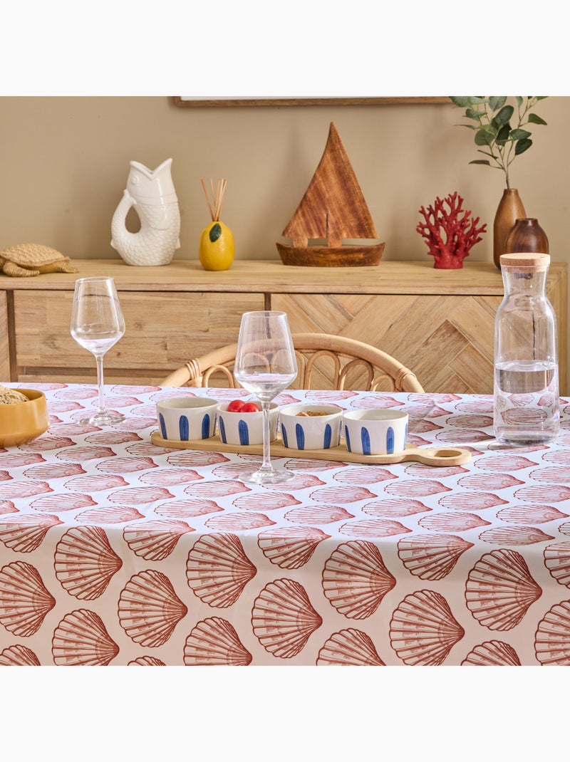 Nappe rectangle anti tache imprimée coquillage Orange corail - Kiabi