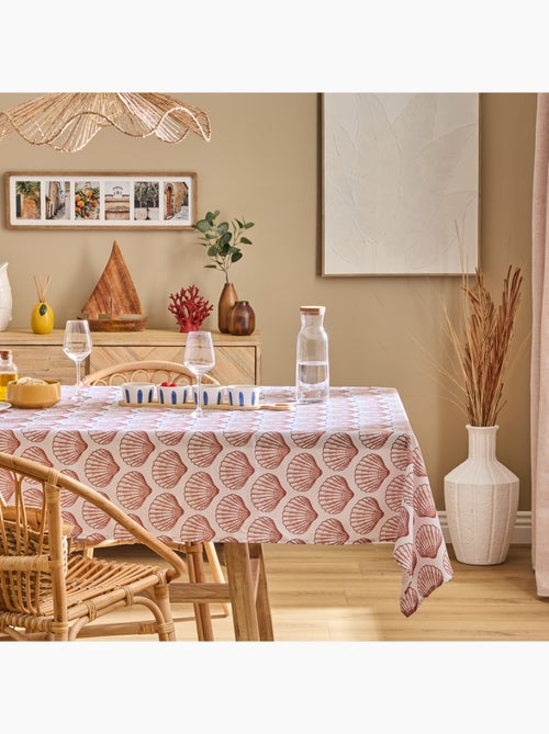 Nappe rectangle anti tache imprimée coquillage - Kiabi