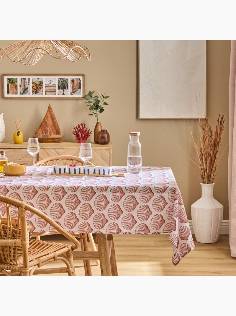 Nappe rectangle anti tache imprimée coquillage Orange corail - Kiabi