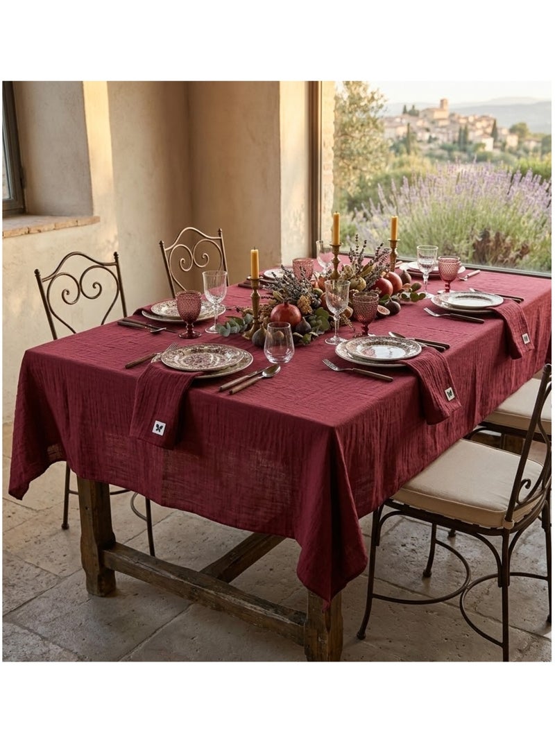 Nappe rectangle en gaze de coton Gaia Bordeaux - Kiabi