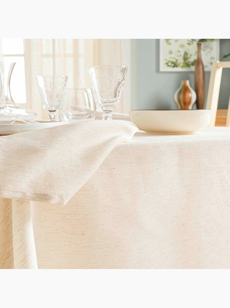 Nappe rectangle en poly-lin avec finition ourlet Beige clair - Kiabi