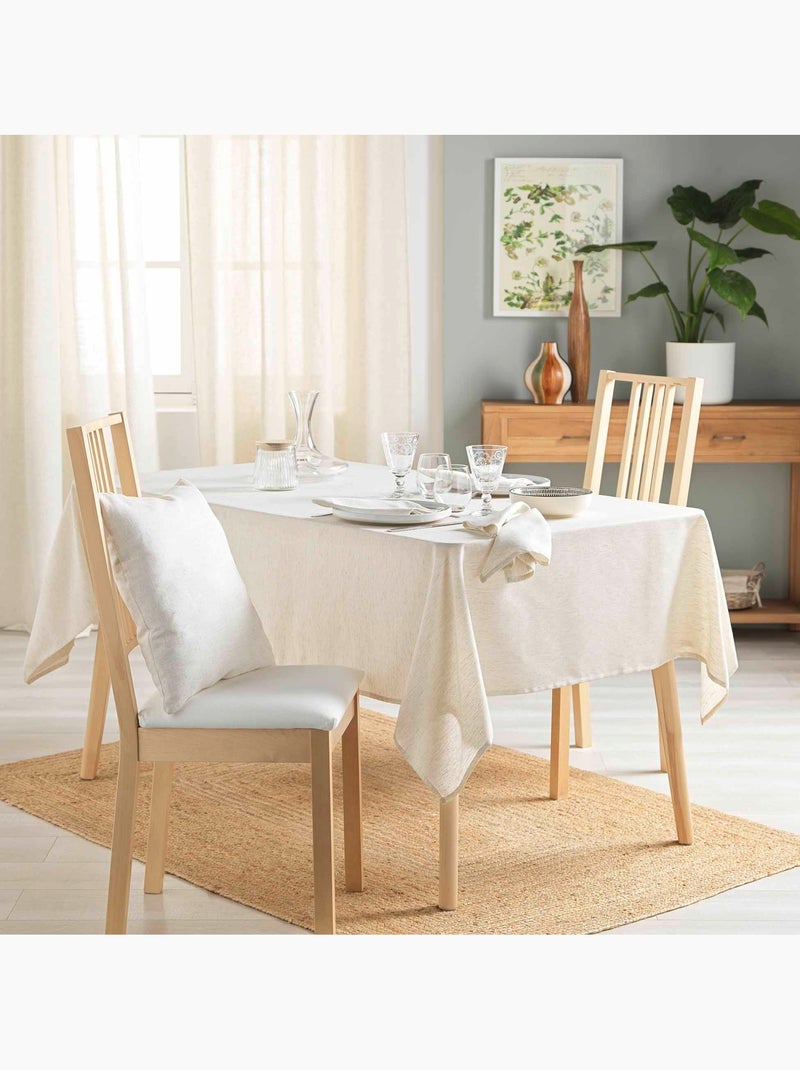 Nappe rectangle en poly-lin avec finition ourlet Beige clair - Kiabi