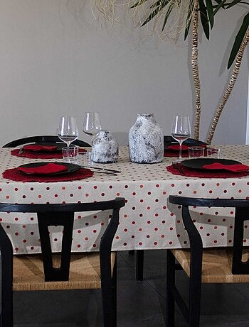 Nappe rectangle enduite à pois