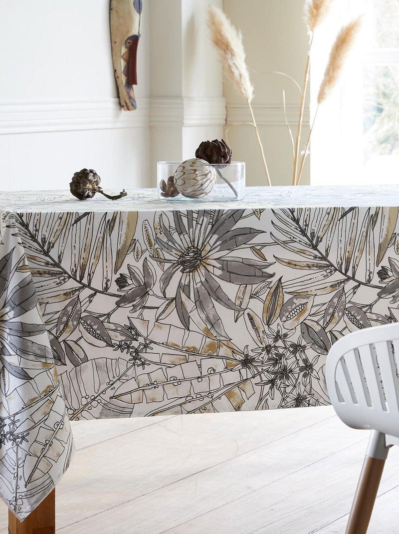 Nappe rectangle enduite florale Gris clair - Kiabi