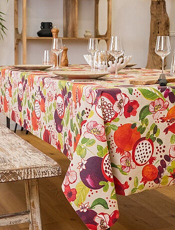 Nappe rectangle enduite motif fruits