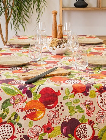 Nappe rectangle enduite motif fruits