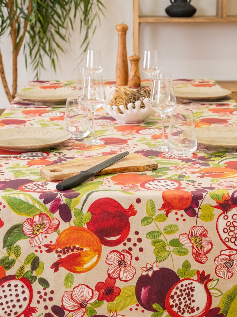 Nappe rectangle enduite motif fruits Rouge carmin - Kiabi