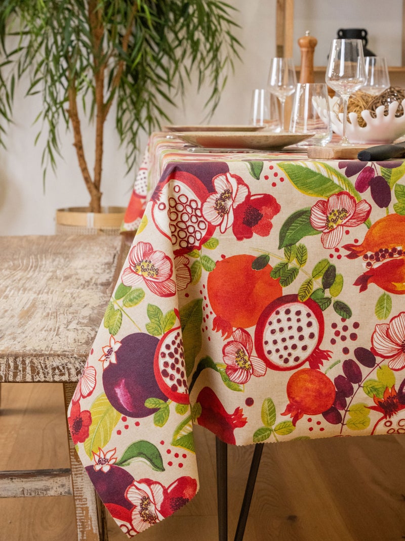 Nappe rectangle enduite motif fruits Rouge carmin - Kiabi