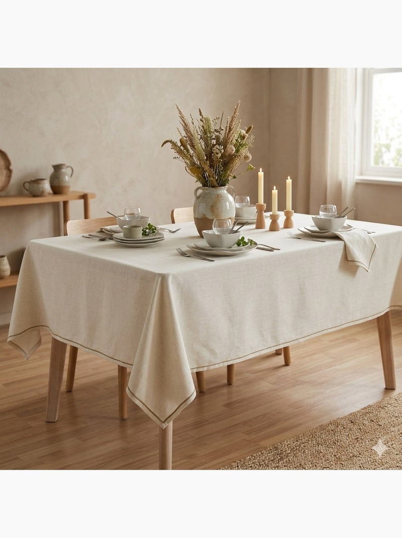 Nappe rectangle feston en jute Linna Beige - Kiabi