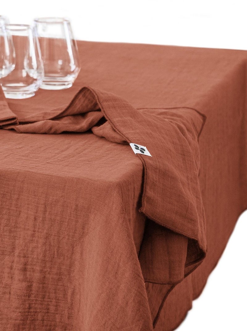 Nappe rectangle gaze de coton Gaia Blanc - Kiabi