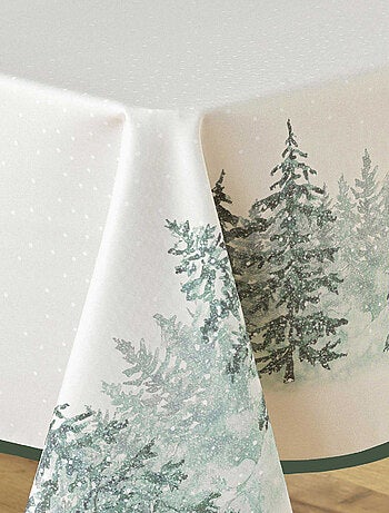 Nappe Rectangle Infroissable Christmas Sapins Imprimé Antitache