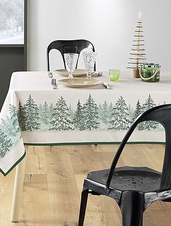 Nappe Rectangle Infroissable Christmas Sapins Imprimé Antitache