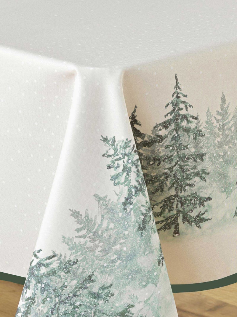 Nappe Rectangle Infroissable Christmas Sapins Imprimé Antitache Beige clair - Kiabi