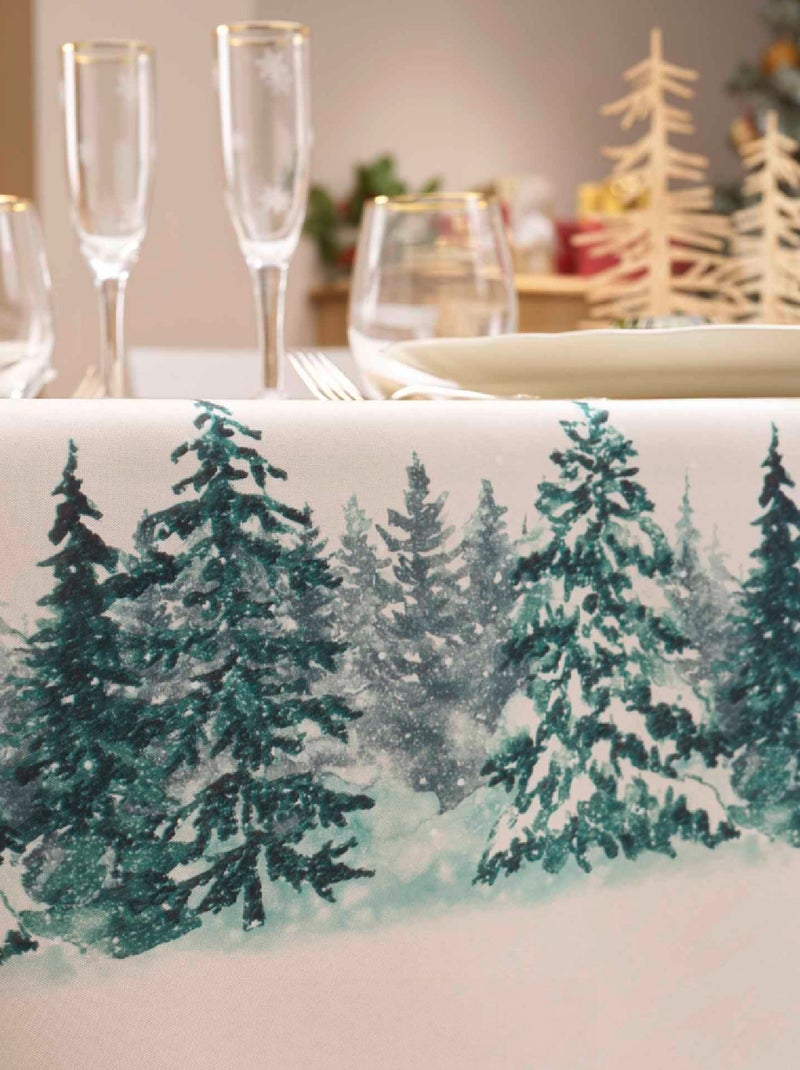 Nappe Rectangle Infroissable Christmas Sapins Imprimé Antitache Beige clair - Kiabi